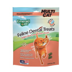 Emerald Pet -  Premios para Gatos Dental Treats, Sabor Salmón, Dientes Limpios y Frescos Multicat