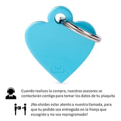 My Family - Placa ID Corazón Azul Celeste