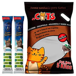 Jv Cats - Combo Arena Sanitaria Café 5kg ** Gratis 2 unds Reeld`s
